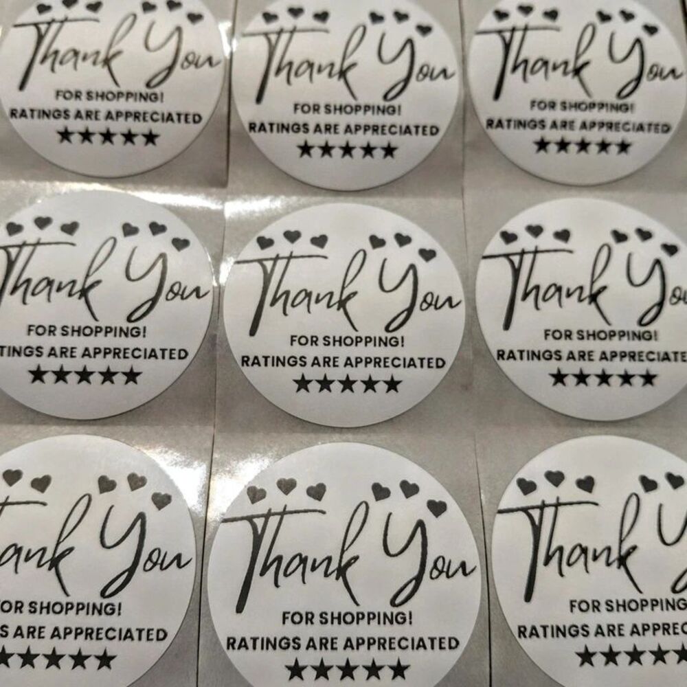250 Pack Thank You Stickers 2" Round Thermal Labels for Shipping